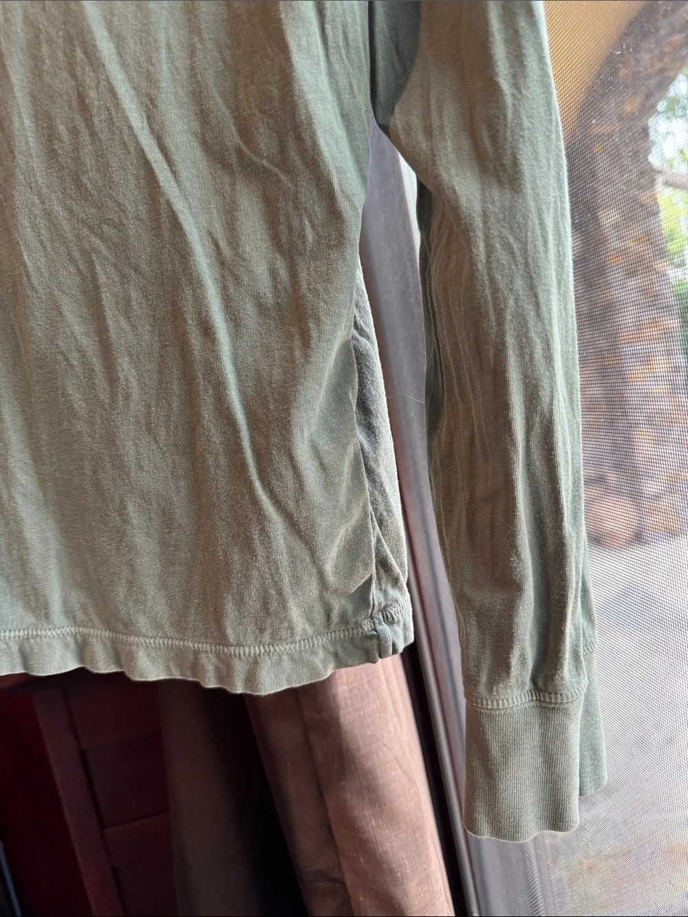 J.Crew Broken-in Long-Sleeve Henley in a faded olive green color Men’s Med Tall